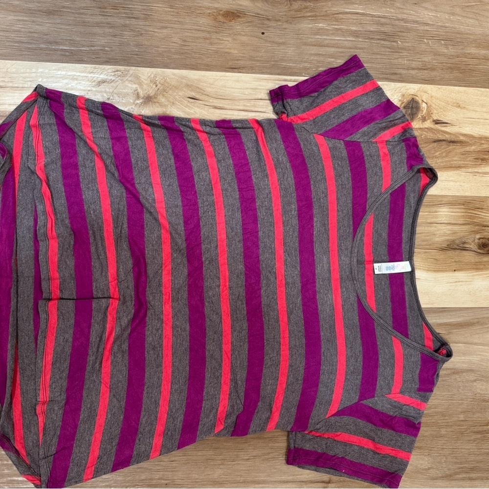 LulaRoe Striped Purple and Red T-Shirt